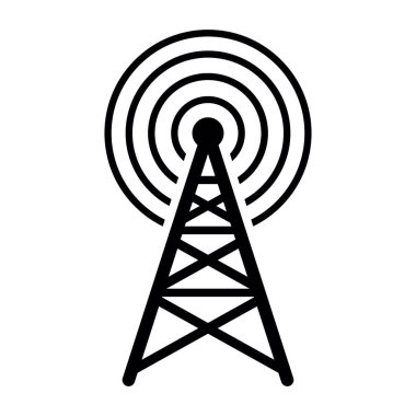 Radyo kulesi ikonu. Taslak vektör çizimi beyaz arkaplanda izole edildi.