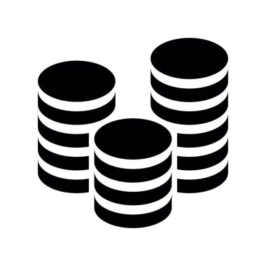 Sikke Yığını vektör simgesi. Siyah ikon madeni para beyaz arkaplanda izole edilmiş. Tasarım için web simgesi parası. Web için para simgesi.