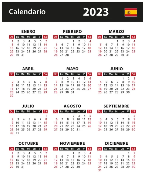 Kalender 2023 Vektorstockabbildung Spanien Spanische Version — Stockvektor