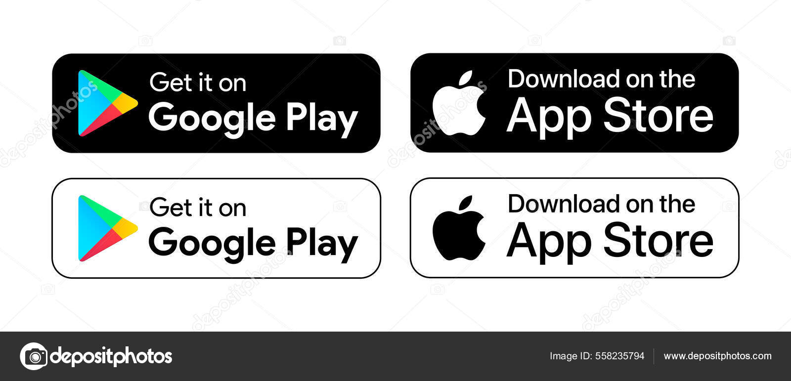 Apple App Store Google Play Store Download App Buttons Isolated Stock ...
