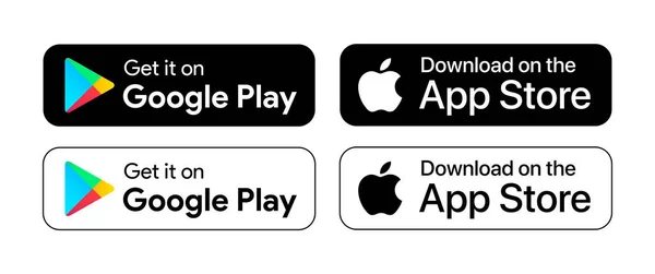 Apple App Store Google Play Store Download App Buttons Isolated — Stock Vector