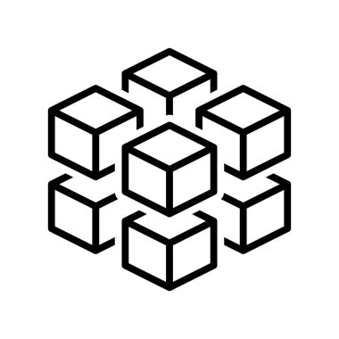 Sekiz parçadan oluşan 3 boyutlu küp. Vektör simgesi 3 boyutlu küp. Resimler beyaz arkaplanda izole edildi. Isometric simge küpü.