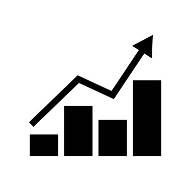 Büyüyen grafik çizgisi simgesi. Beyaz arkaplanda piktogram izole edildi, logo illüstrasyonu.