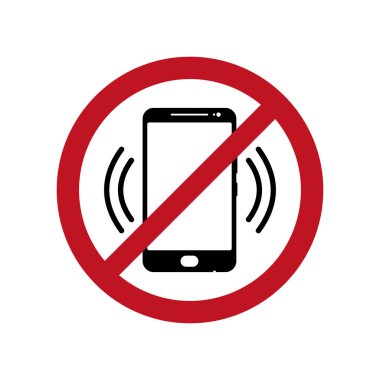 Uyarı işareti, telefon yok. Telefon yok. İşaretler. Vektör çizimi. Telefonu imzala, ve ses olsun olmasın.