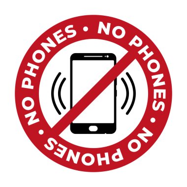 Uyarı işareti, telefon yok. Telefon yok. İşaretler. Vektör çizimi. Telefonu imzala, ve ses, mesajla
