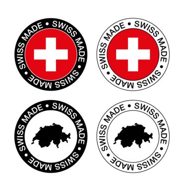 SWISS etiketli bir set, SWISS, SWISS bayrağı, ürün amblemi.