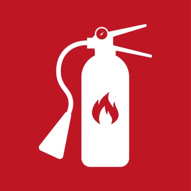 Kırmızı arkaplanda yangın söndürücü işareti