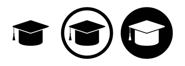 一组教育图标 教育图标孤立在白色背景 矢量图解 学生帽图标集 毕业帽图标集 — 图库矢量图片