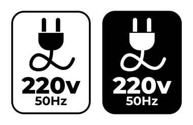 220v - 50Hz vektör çizimi. Vektör damgasını ayarla. Soket gücü 220V.