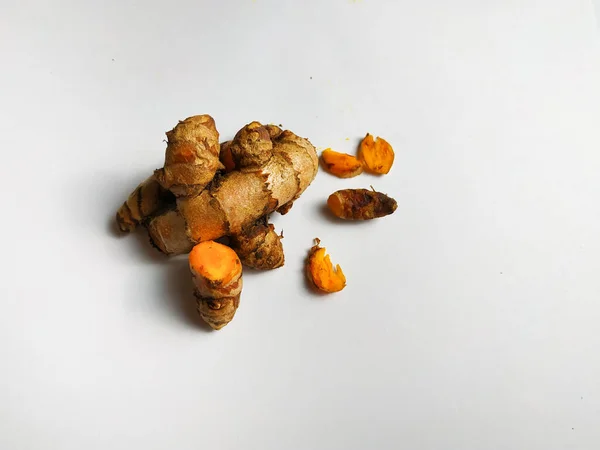 Kurkuma Curcuma Longa Isoliert Auf Weißem Hintergrund — Stockfoto