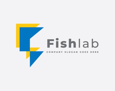 Fish Mart - F Mektup Logosu laboratuvar testi, kuluçka, balık pazarı ve e-ticaret platformu için uygundur.