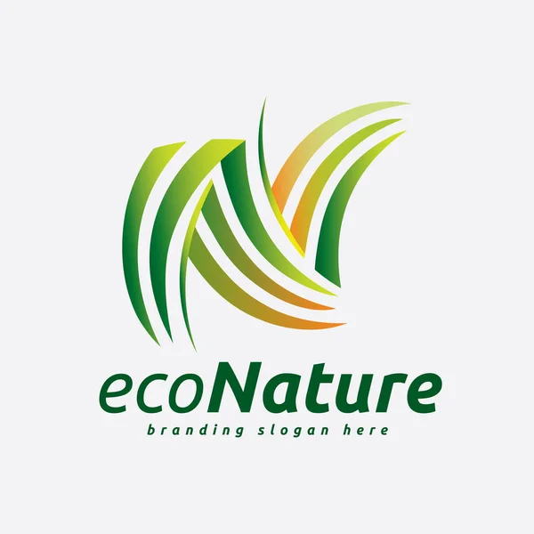 Logo Skupia Się Głównie Model Ekologiczny Naturalny System Scenariusz Ogrodowy — Wektor stockowy