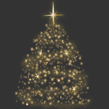   Işıl ışıl ve parlak Noel ağacı Mutlu yıllar, Noel kutlaması sembolü olarak. Vektör