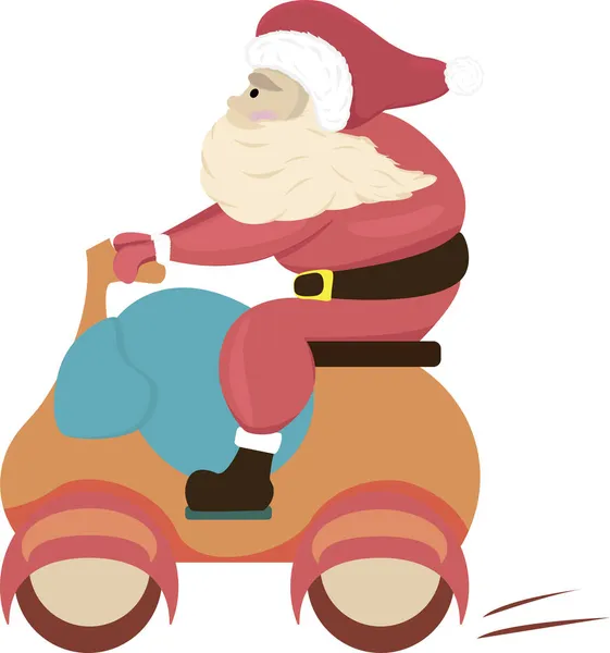 Livraison Cadeaux Noël Père Noël Scooter Livraison Rapide Cadeaux Noël — Image vectorielle