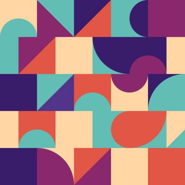 Geometri arka planı. Basit şekilli minimalist bir poster. Web afişi, iş sunumu, marka paketi, kumaş, baskı, duvar kağıdı, yayınlar, pankart tasarımı, çevrimiçi reklam, kapak tasarımı için soyut tasarım. 