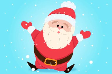 Neşeli Noel Baba. Yeni yıl. Noel zamanı. Çıkartma, tebrik kartları için vektör çizimi baskı, ambalaj, afiş, web afişi, poster. Vektör