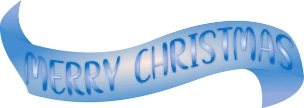 Cinta Festiva Con Inscripción Feliz Navidad Tonos Azules Ilustración Festiva — Vector de stock
