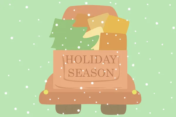 Postkarte Pastellfarben Schriftzug Urlaubszeit Feiertagsillustration Weihnachtsillustration Für Grußkarten Druck Verpackung — Stockvektor