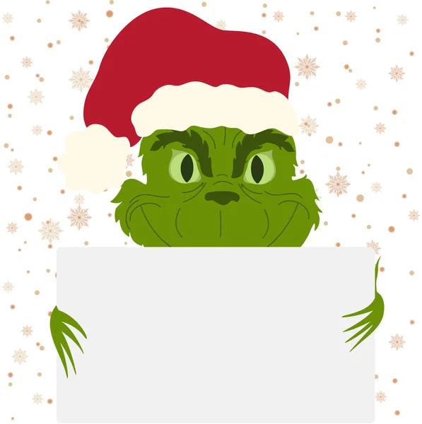 Illustration Hivernale Avec Personnage Noël Sourire Avec Signe Pour Une — Image vectorielle