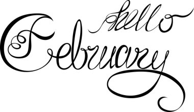 Dekoratif sanat harfleri Merhaba Şubat, evrensel yaratıcı harfler, el çizimi