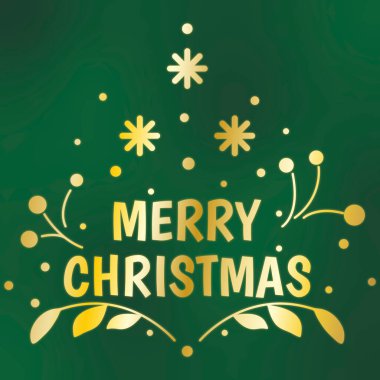 Yeşil arka planda altın harflerle mutlu noeller