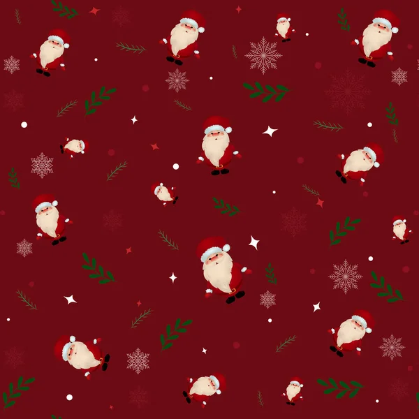 Weihnachtsmann Muster Mit Weihnachtlichen Elementen Nahtloses Muster Nahtloses Weihnachtsmuster — Stockvektor