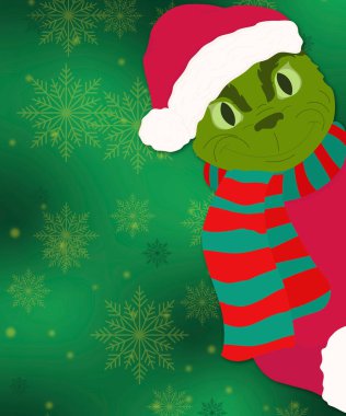 Grinch peeps, background, kids cartoon character, banner, postcard, new year greeting, christmas card, vector vector Grinch peeps, background, kids cartoon character, banner, postcard, new year greeting, christmas card, vector vector
