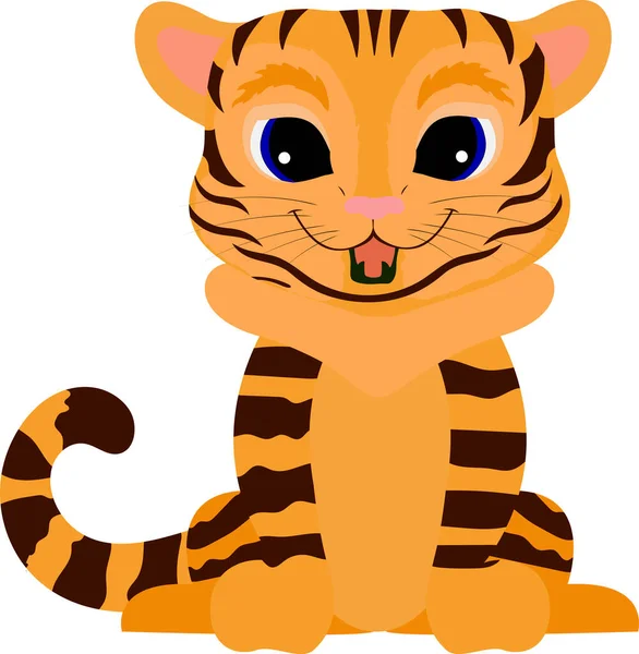 Ilustração Com Tigre Alegre Clipart Tigre Ano Novo 2022 Personagem —  Vetores de Stock