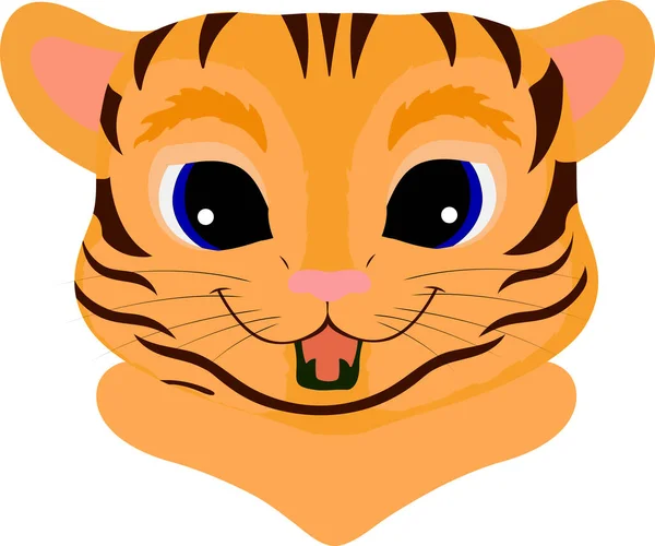 Ilustração Com Tigre Alegre Clipart Cabeça Tigre Ano Novo 2022 —  Vetores de Stock