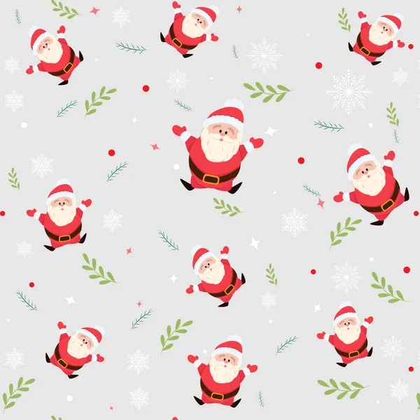 Muster Mit Weihnachtsmann Und Hellem Hintergrund Nahtloses Muster Weihnachtsmann Neujahr — Stockvektor