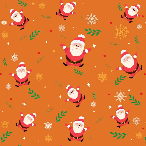 サンタと明るい背景を持つパターン シームレスなパターン サンタクロース 新年2022 幸せな新年 新年の文字 漫画のクリスマス文字 バナー はがき クリスマスカード — ストックベクタ