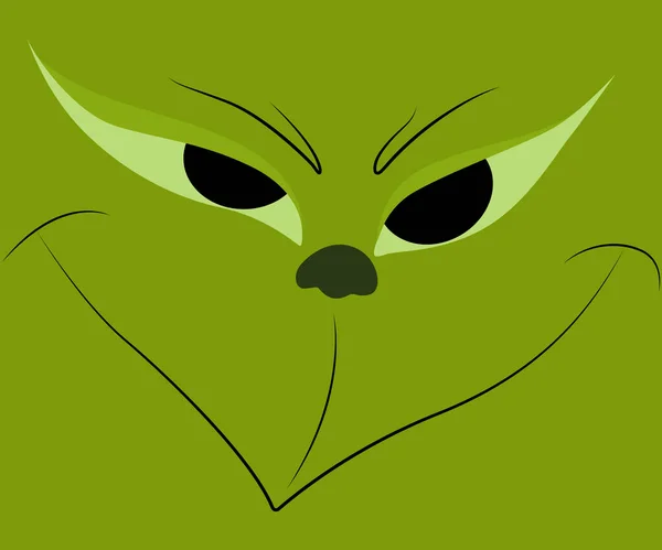 Grinch Smile Background Grinch Sly Look Grinch Face Outlines Background —  Vetores de Stock