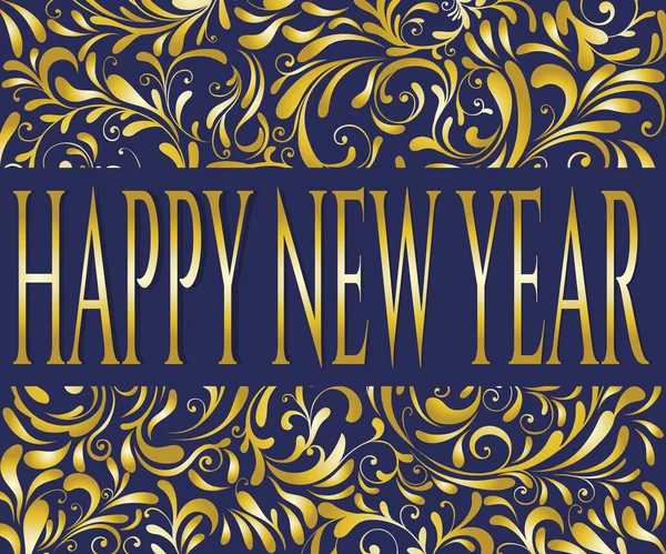 Kartu Ucapan Emas Dengan Elemen Dekoratif Surat Selamat Tahun Baru - Stok Vektor