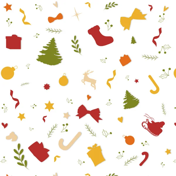 Weihnachtsmuster Mit Dekorativen Weihnachtlichen Elementen Hintergrund Neujahr 2022 Banner Postkarte — Stockvektor
