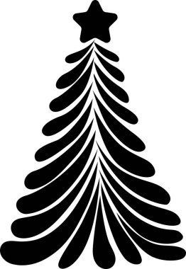 Noel ağacı silueti, arka plan, dekoratif yaratıcı illüstrasyon, noel illüstrasyonu, yeni yıl illüstrasyonu, tebrik kartı, kış tatilleri için illüstrasyon, silüetler, vektör