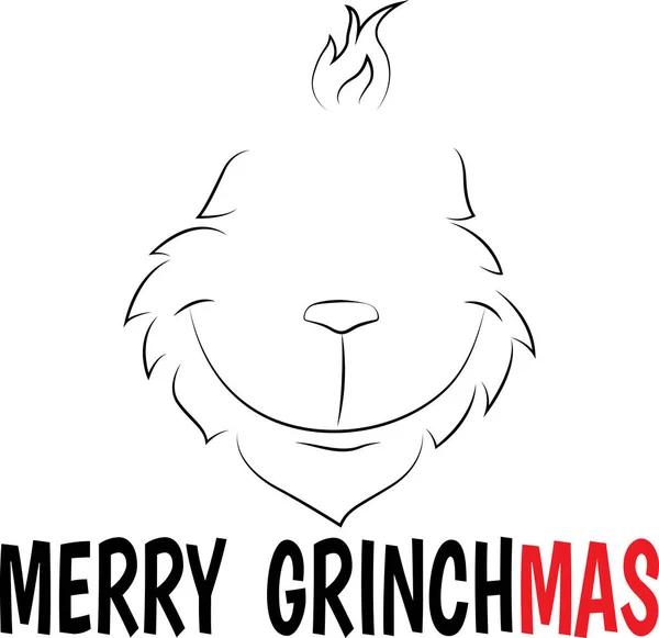 Grinch ana hatları Merry GRINCHMAS harfleri, grinch gülümseme, siluet, grinch, grinch, yeni yıl çizgi film karakteri, noel çocuk karakteri, vektör