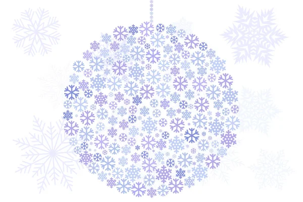 Winterhintergrund Mit Schneeflocken Horizontal Schneeflocken Form Eines Weihnachtsbaumspielzeugs Weihnachtskugel Winterillustration — Stockvektor