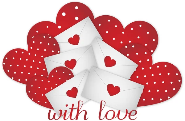 Valentine Hearts Envelopes Messages Illustration Valentine Day Inscription Wish Inscription — Stock Vector