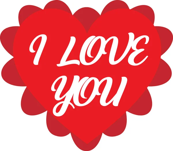 Aime Lettrage Carte Postale Sticker Saint Valentin Saint Valentin Illustration — Image vectorielle