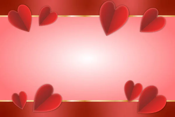 Fond Dans Des Tons Rouges Avec Des Coeurs Des Coeurs — Image vectorielle