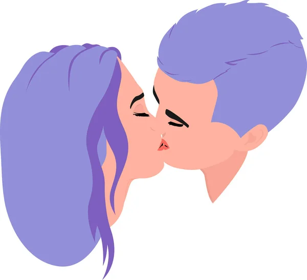 Illustration Avec Couple Amoureux Une Fille Mec Embrassent Une Illustration — Image vectorielle