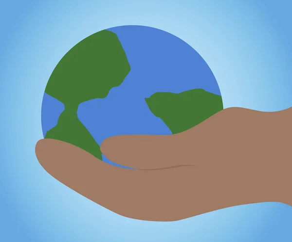 Ilustracja Temat Świata Twoich Rękach Planeta Rękach Człowieka Troska Planetę — Wektor stockowy