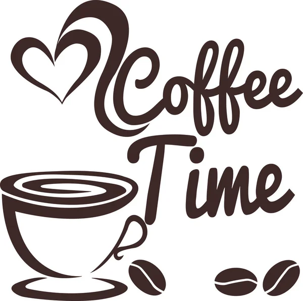 Силуэт Чашки Кофе Ароматом Кофейных Зерен Любовь Кофе Время Кофе — стоковый вектор