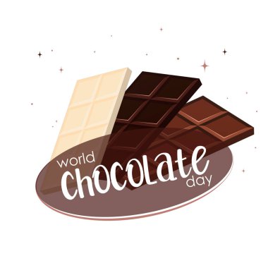 Tatlı çikolatalar. Koyu, siyah, beyaz çikolata. Vektör illüstrasyonu, Clipart. Reklam, poster veya tebrik kartı için ideal