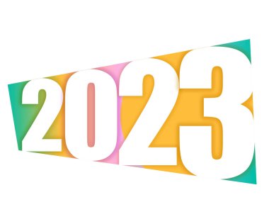 Rakamlar 2023, yılın sayıları ile tırman, beyaz sayılar ile renkli arkaplan