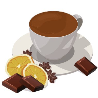 cup of coffee with chocolate, vector