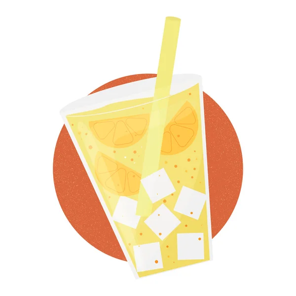 Glass Cocktail Drink Orange Slices Ice Cubes Summer Cool Drink — 图库矢量图片