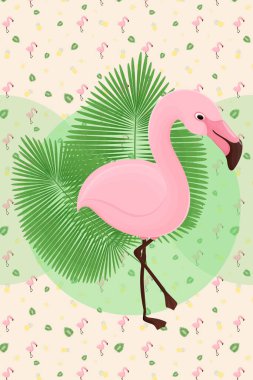  Flamingo poster background pattern, vector