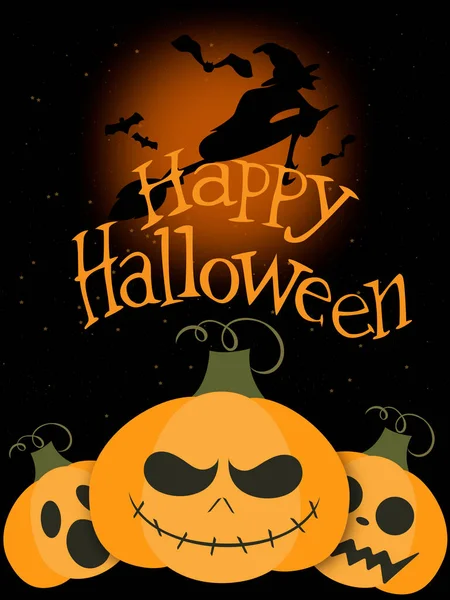 Halloween Banner Postcard Pumpkin Halloween Poster Background Witch Halloween Vector — Stock Vector