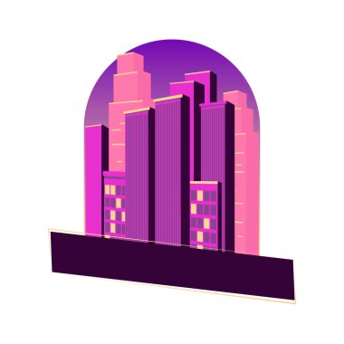 Megapolis, binalar ve gökdelenler gün batımına karşı